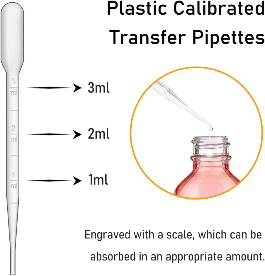 Bumobum Glass Bottle with Dropper, 4 oz Pink Tincture Bottle for Essential Oils with Labels and Funnels, 2 Pack Eye Dropper Bottles with Golden Top (Unbreakable Plastic Eye Dropper with Measurements)