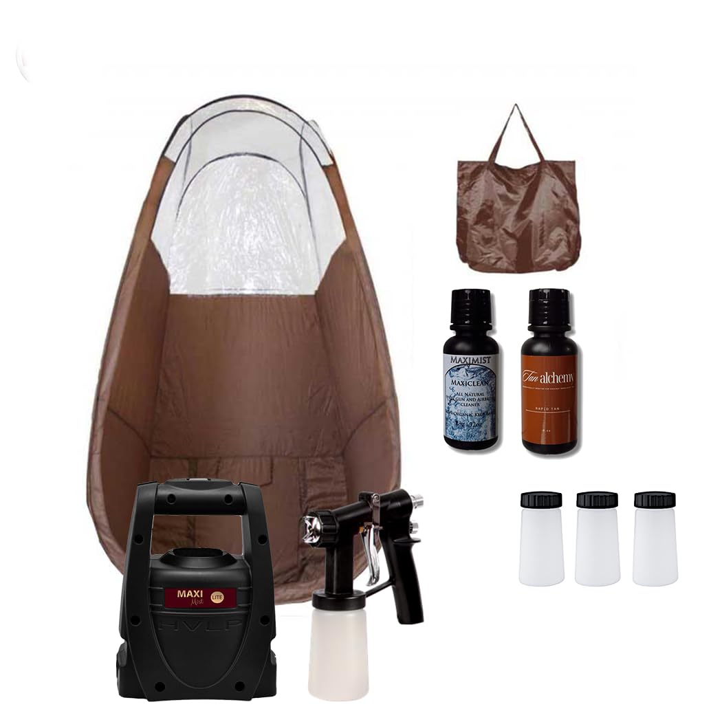 MaxiMist Spray Tan Machine, HVLP Airbrush Tanning, Sunless Spray Tan Machine for Home, Maximist Elite Lite (Brown Tent- Elite Lite)