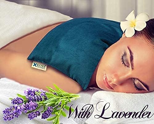 KOYA Naturals Soft Velvet Flax Seed Pillow with Lavender- Microwave Heating Pad – Microwavable Moist Heat Pack – for Neck, Muscle, Joint, Stomach Pain, Menstrual Cramps (Turquoise)