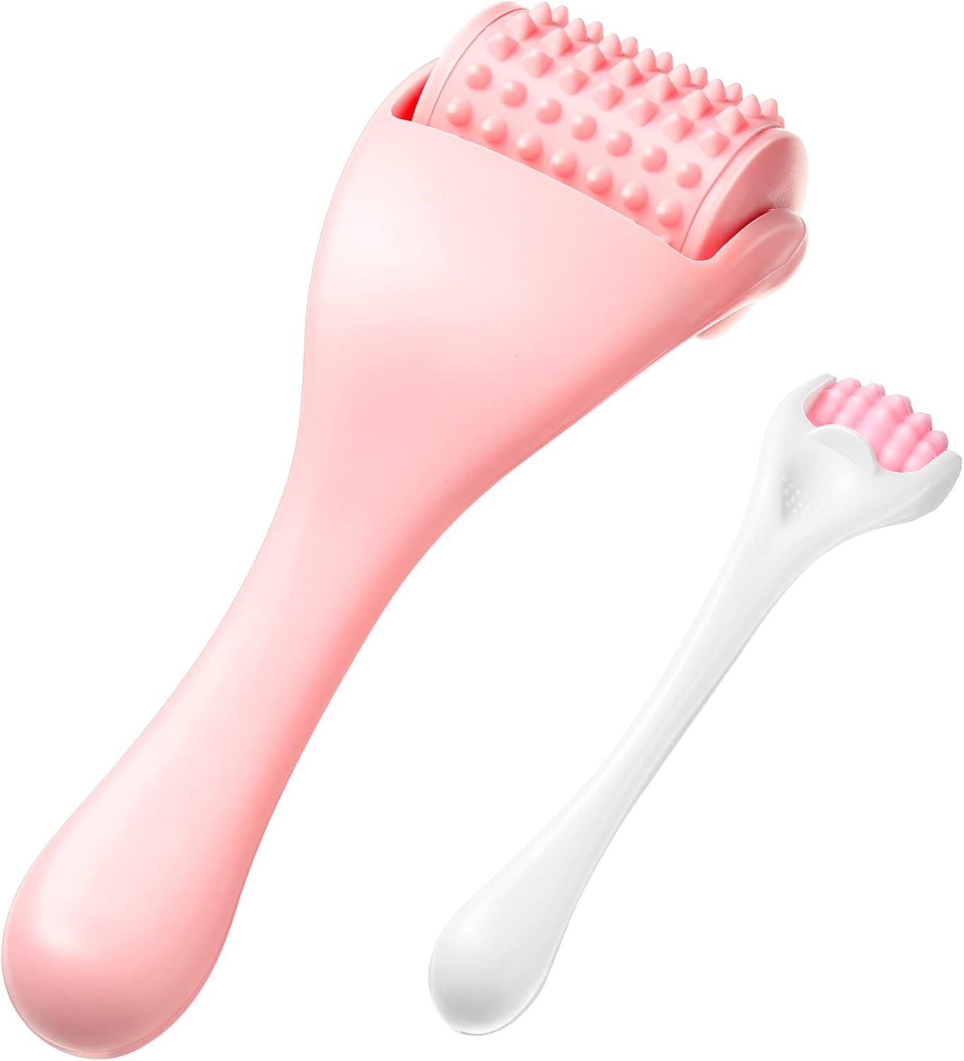 2 Pcs Muscle Roller Stick for Fascia Body Cellulite Face Massage - Manual Tools for Neck Arm Back Leg Relief - Deep Trigger Points Release (Pink)