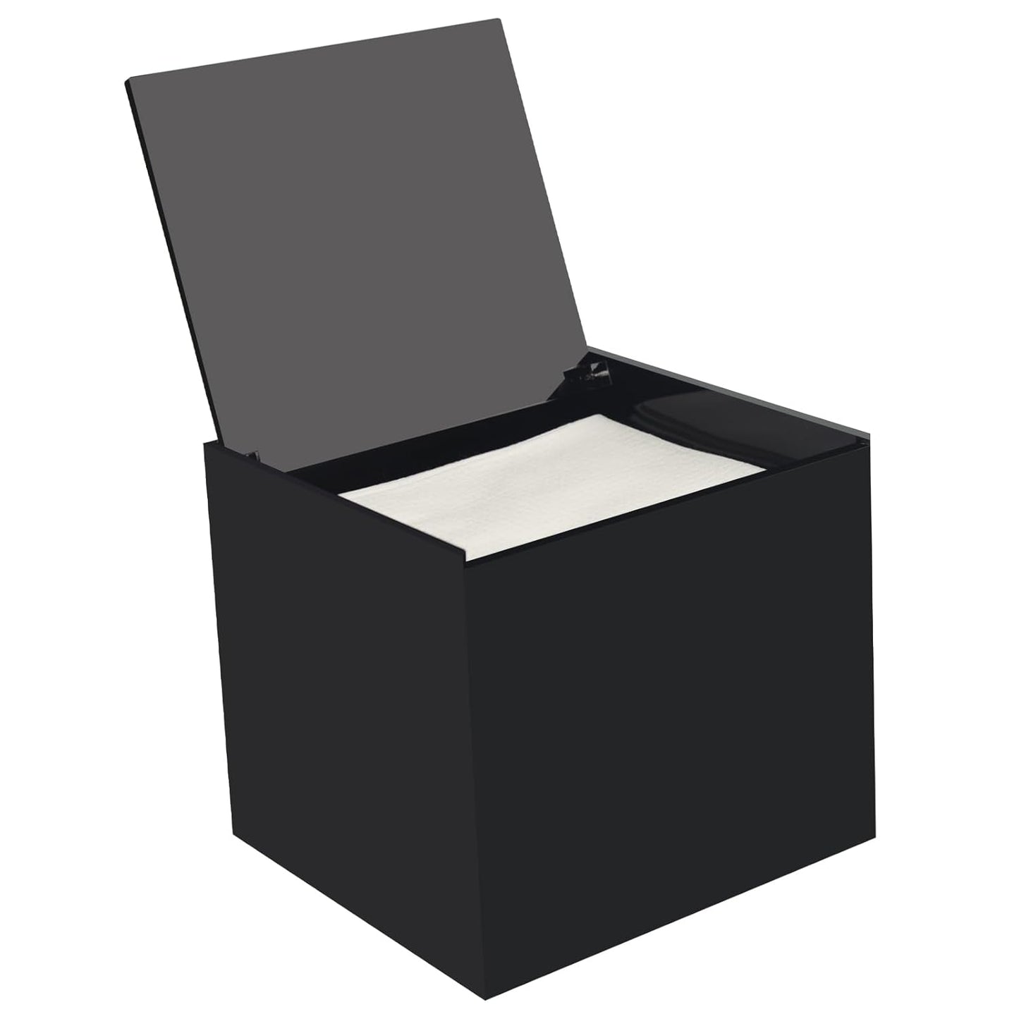 Disposable Face Towel Storage Box Compatible with Facial Towel XL, Acrylic Disposable Face Towelette Holder Container, Black