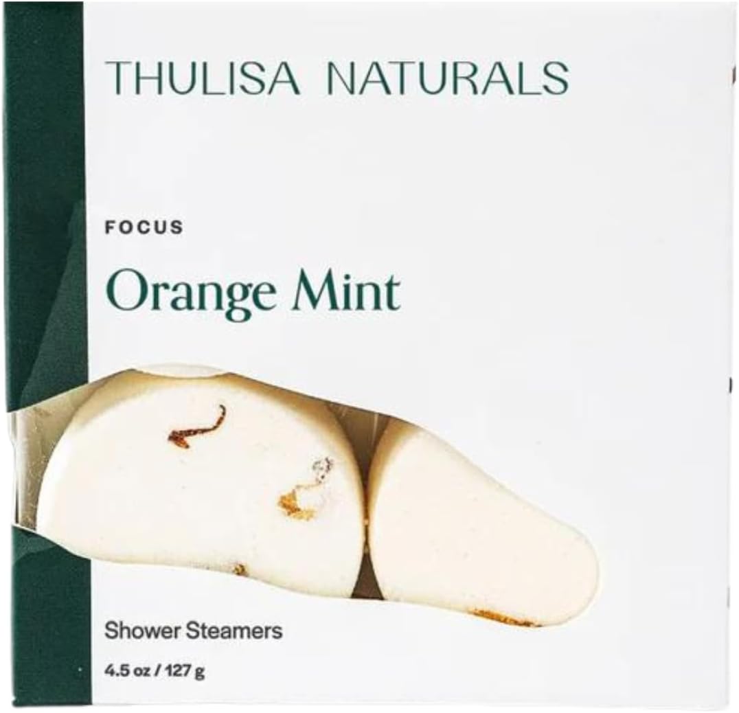 Thulisa Naturals Orange Mint Shower Steamers Aromatherapy | Organic Shower Bombs with Essential Oils | Self Care Christmas Birthday & Spa Gifts for Women & Men | Stocking Stuffers | 4 Pack