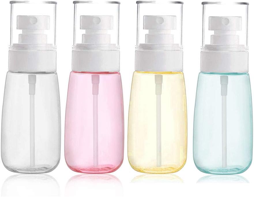 Refillable Cosmetic Spray Bottles for Fine Mist Plastic Empty Clear Refillable Travel Container Essences Rose Water Mister (2 Ounce,60ML)