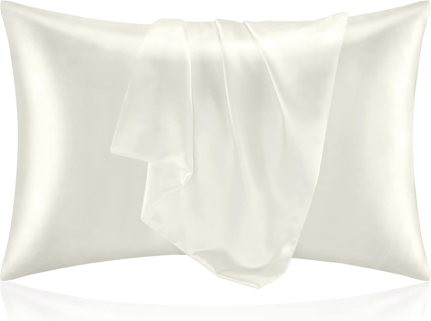BEDELITE Satin Pillowcase for Hair and Skin, Super Soft and Cooling Similar to Silk Pillow Cases 2 Pack with Envelope Closure, Gift for Women Men(20"x36" King Size, Ivory)