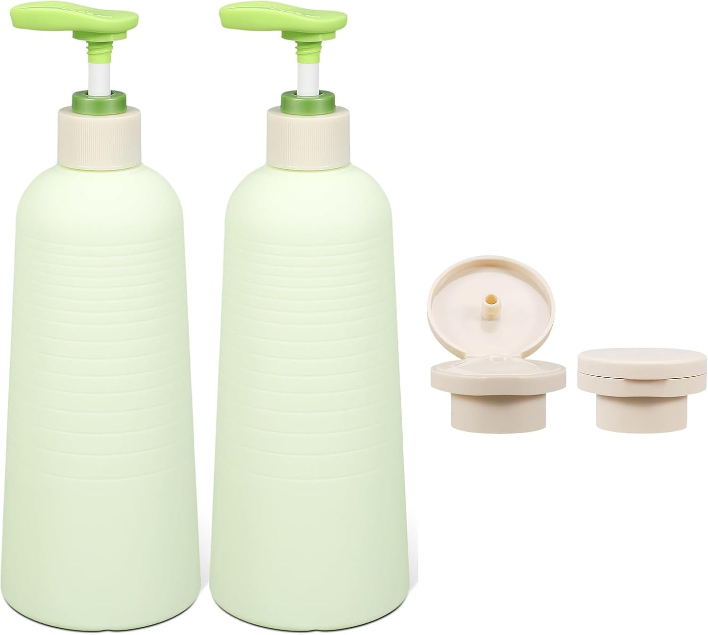 16.9oz Travel Shampoo Bottle with Flip Cap, Refillable Plastic Pump Bottles Dispenser for Soap, Shampoo, Lotions, Liquid Body Wash, Creams and Massage Oil (2Pack, 16.9oz/500ml)