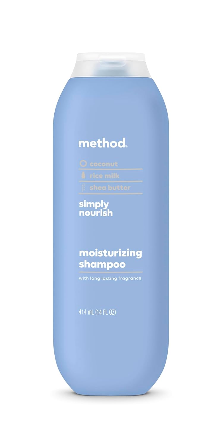 Method Moisturizing Shampoo, Simply Nourish with Shea Butter, Coconut, and Rice Milk Scent Notes, Paraben and Sulfate Free, 14 oz (Pack of 1)