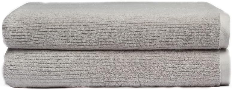 Cozy Earth Ribbed Bath Sheet Set - 60% Cotton 40% Viscose from Bamboo Bath Sheets - Soft & Absorbent Textured Ribbed Pattern - 2 Pack Light Grey