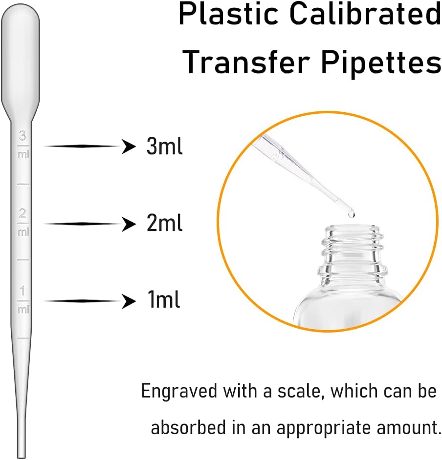 Glass Bottle with Dropper, 4 oz Clear Golden Cap Eye Dropper Bottle for Essential Oils with Labels and Funnel, 2 Pcs Empty Tincture Bottles with Unbreakable Plastic Eye Dropper with Measurements