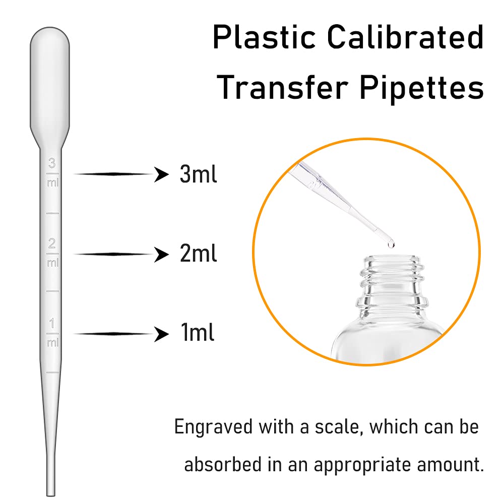 Bumobum Dropper Bottles, 4oz Clear Bottle with Dropper for Essential Oils with Funnel, Labels & Pipette, 2-Pack Tincture Bottles with Dropper(Unbreakable Plastic Eye Dropper)