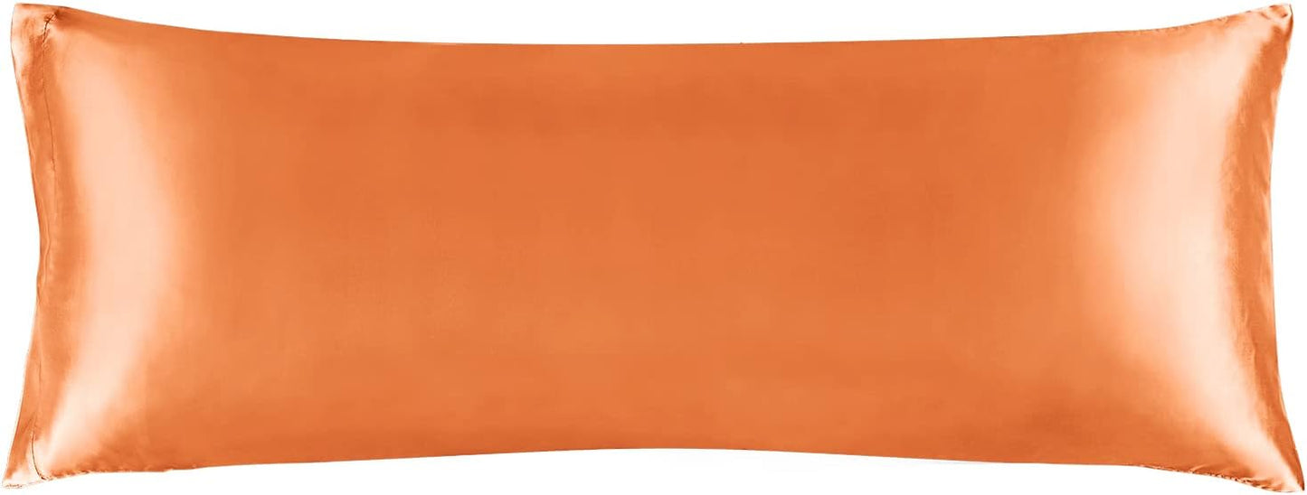 BEDELITE Satin Body Pillow Cover, Super Soft and Cooling Body Pillow Pillowcase for Hair and Skin, Breathable Silky Full Long Pillowcase Cover(20"x54", Burnt Orange)