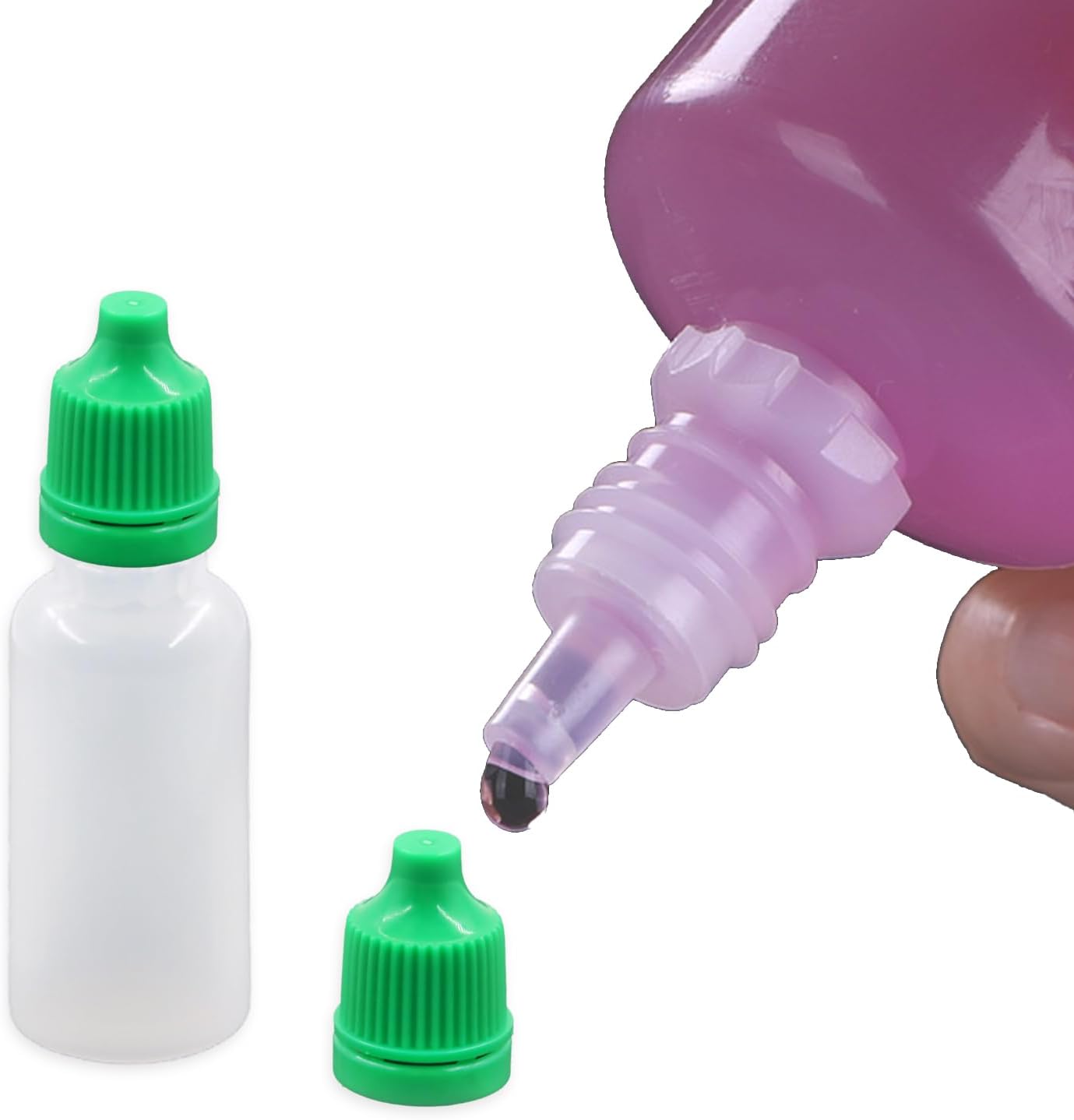 10 Pcs Dropper Bottles, 15ml/0.5 oz Empty Squeezable Small Mouth Dropper Bottle, Liquid Dropper Bottle with Green Cap