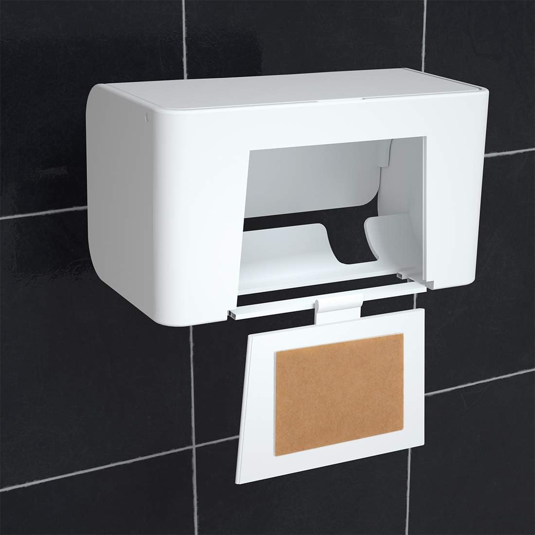 Toothbrush Holder Wall Mounted with Cover for Bathroom, 2 Slots Toothbrush Storage Organizer for Shower, Self Adhesive Toothbrush Hanger Rack for Dorm, Cabinet