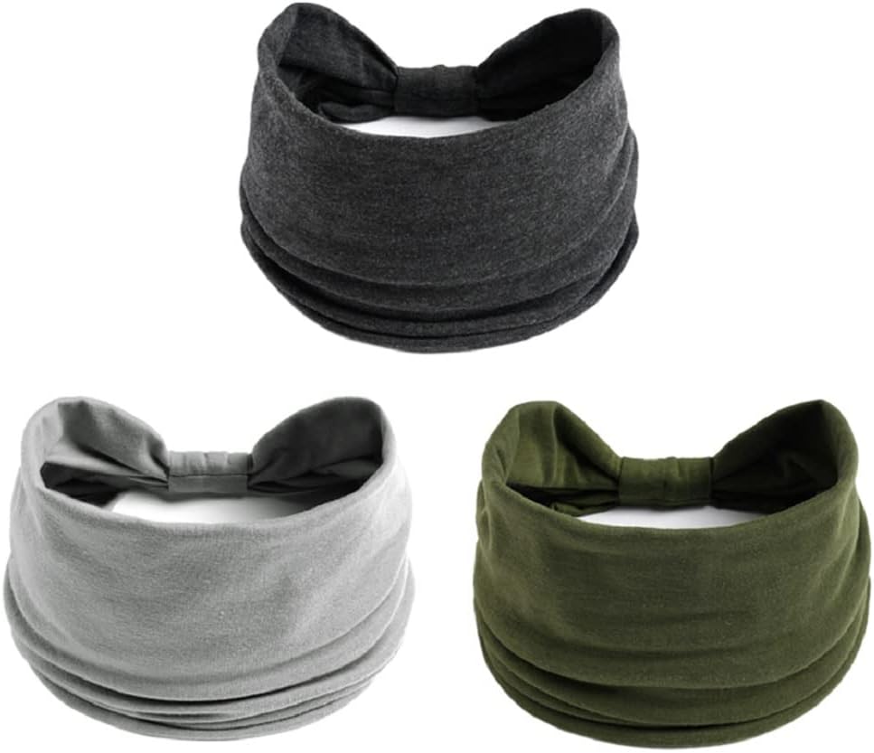 K-Elewon 3 Pack Women Wide Elastic Head Wrap Headband Sports yoga Hair Band