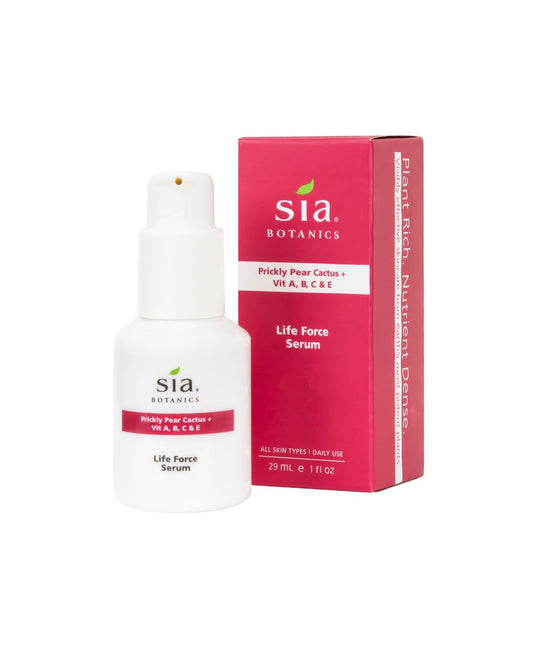 Sia Botanics Life Force Face Serum (30ml/1oz Porcelain Bottle) | Prickly Pear, Aloe Vera, Orange Blossom | Natural Botanical Skincare