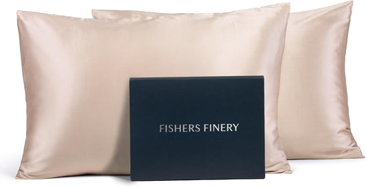 Fishers Finery 25mm 100% Pure Mulberry Silk Pillowcase Set (Taupe Standard 2 Pack)