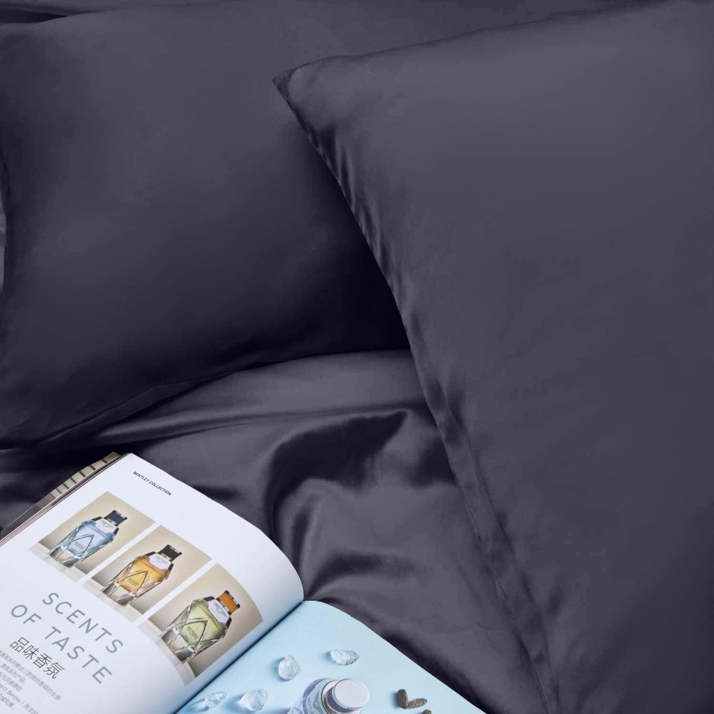 INSSL Silk Pillowcase for Women, Mulberry Silk Pillowcase for Hair and Skin and Stay Comfortable and Breathable During Sleep (King, Dark Grey)