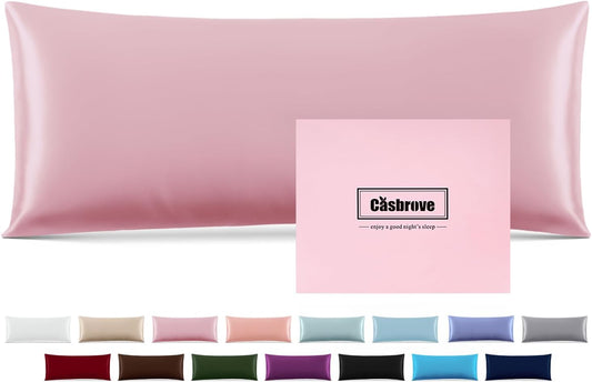 Silk Body Pillow Cover Pillow Pillowcase Soft Body Pillow Cover Pillow Case Mulberry Silk Pillowcase for Sleep(Pink,20"X 54",1pc)