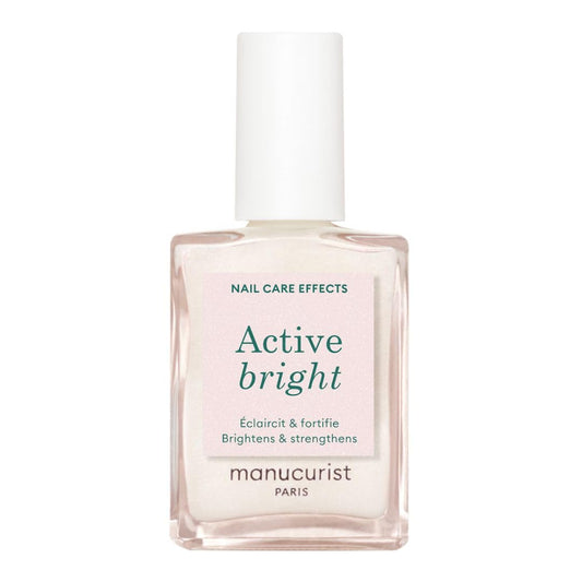 Manucurist Active Bright All in One Nail Perfector: Brightening Treatment Polish & Care - No Lamp - Vegan & Made in France - White Nail Polish - Nail Whitener & Brightener - Nail Strengthener