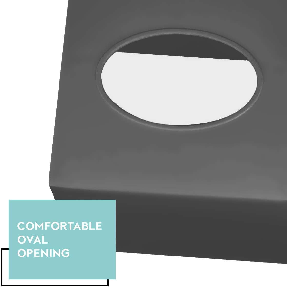 DWËLLZA Home Gray Tissue Box Cover Square - Plastic Facial Tissue Box Holder Vessel Dispenser - Decorative Cube Tissue Holder for Bathroom, Vanity Countertop, Dresser, Bedroom, Office Grey Decor
