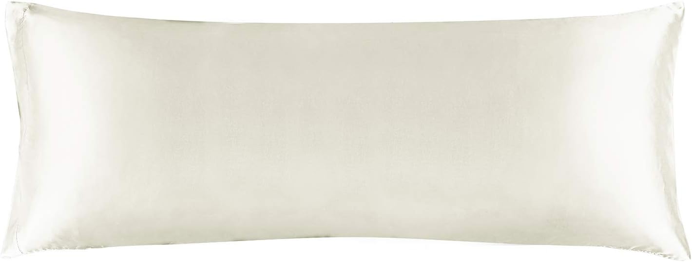 BEDELITE Satin Body Pillow Cover, Super Soft and Cooling Body Pillow Pillowcase for Hair and Skin, Breathable Silky Full Long Pillowcase Cover(20"x54", Ivory)