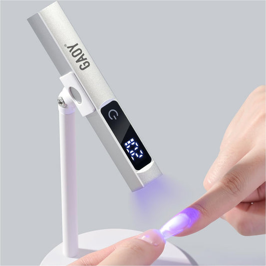 GAOY Cordless UV Light for Gel Nails, Handheld Nail Lamp, Portable Cordless Rechargeable Fast Curing, Matte Silver