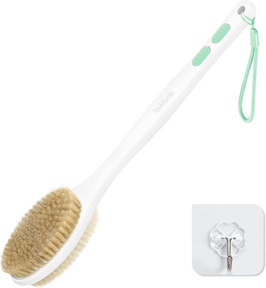Back Scrubber, Back Scrubber for Shower, Bath Brush Long Handle for Shower with Double Sided Bristles for Wet or Dry Brushing (Green)