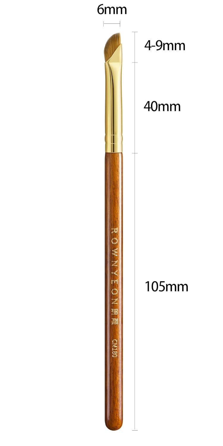 Desert Oak Series Angled Eyeliner Brush - Ultra-Fine Nylon Bristles for Razor-Sharp Gel/Liquid/Powder Lines, Anti-Smudge Design, Ebana Handle & Brass Ferrule (CM 180)