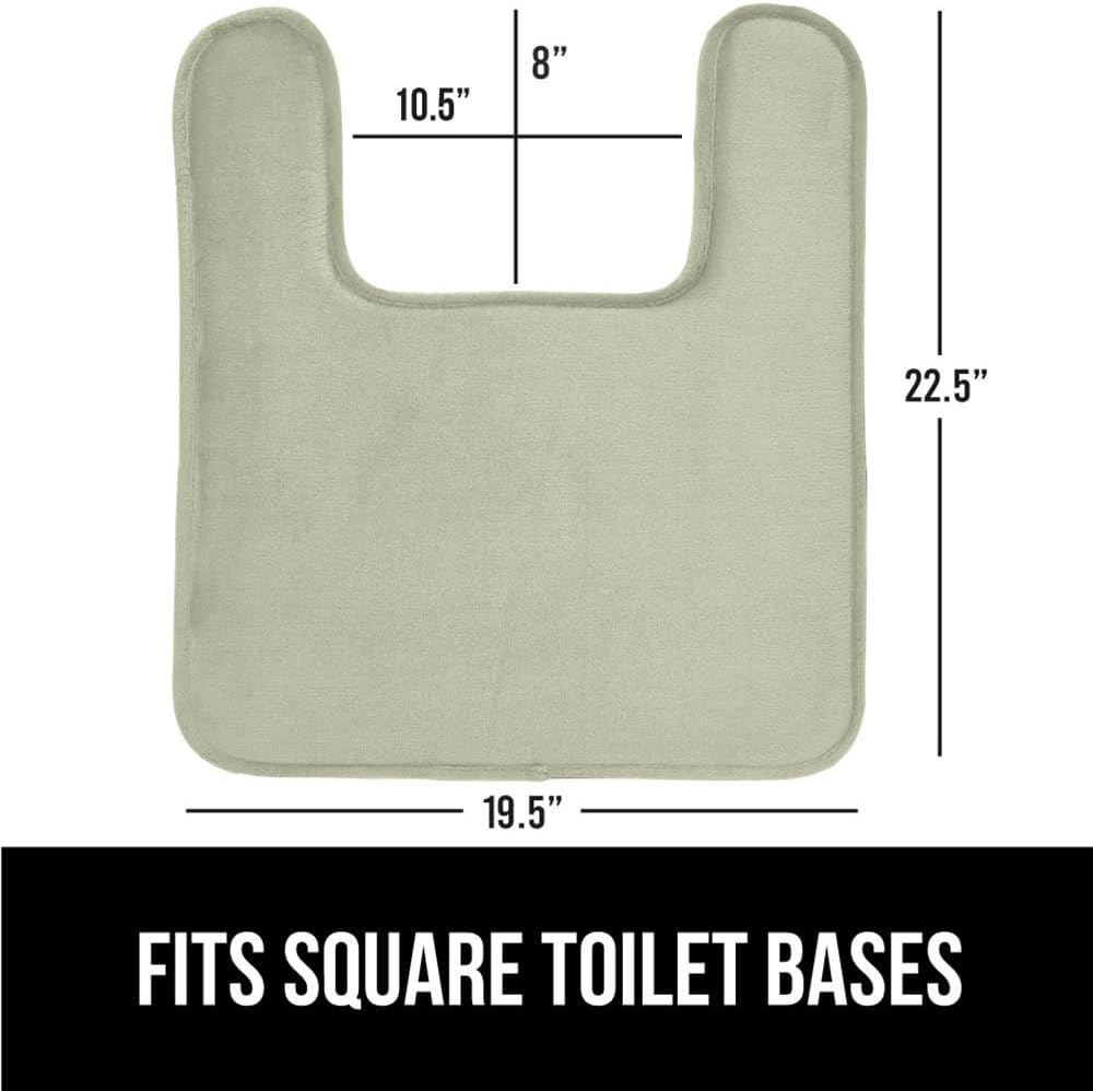 GORILLA GRIP Thick Memory Foam Toilet Rug for Bathroom, Square Shaped Washable, Soft Absorbent Velvet Topside Floor Mats, Machine Wash, Cushioned Luxury Rugs for Bath Room, 22.5x19.5 Sage