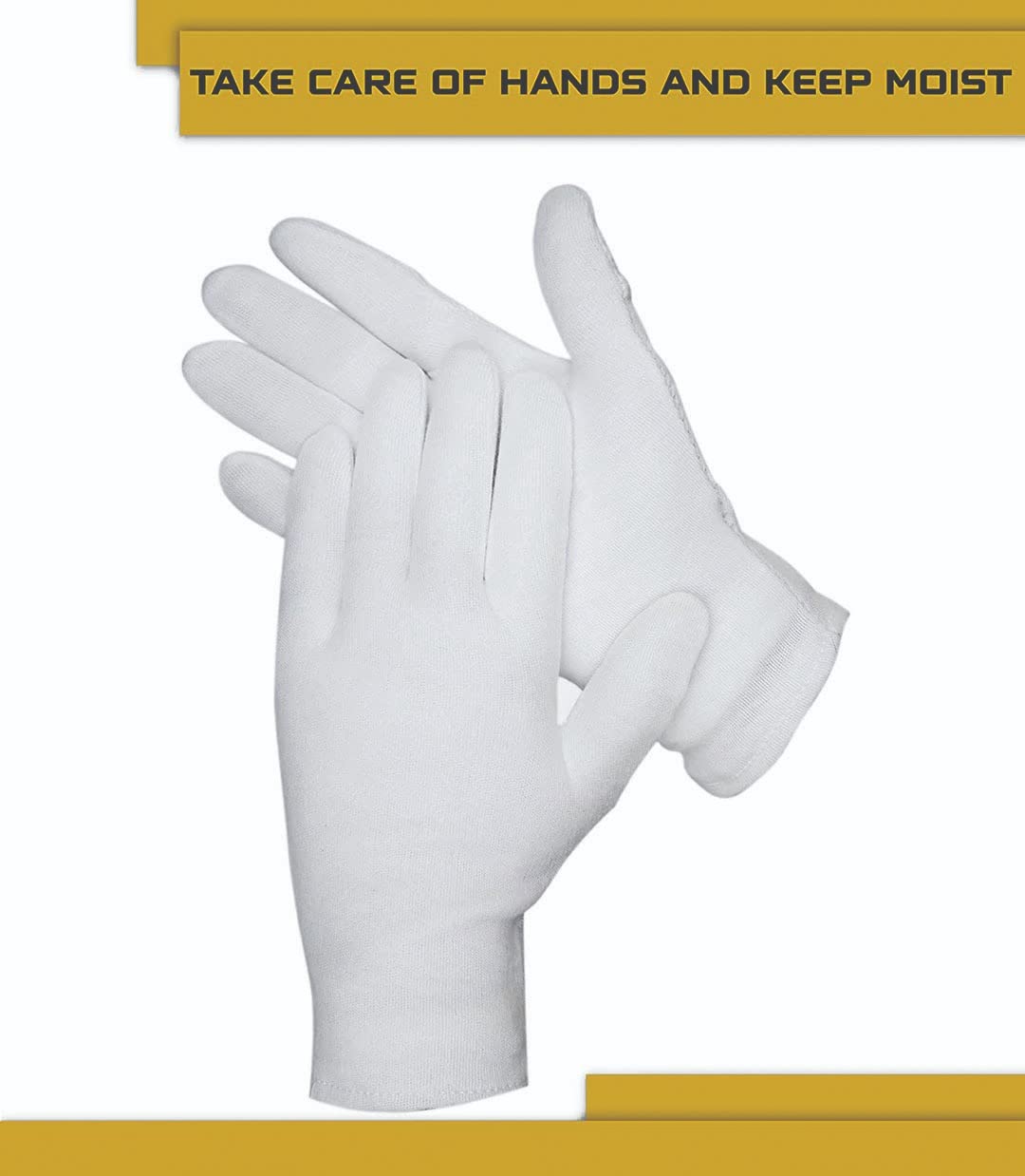 24 Pcs White Cotton Gloves - Protective for Dry Hands, Moisturizing, Inspection - Machine Washable