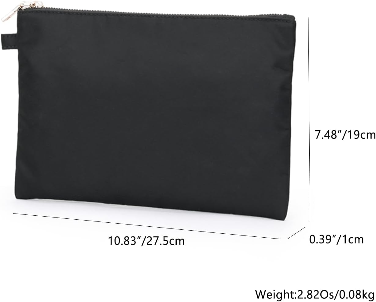 Zipper Pouch Storage Bag Simple and Stylish Women's Cosmetic and Travel Bag (Black-nylon-3)