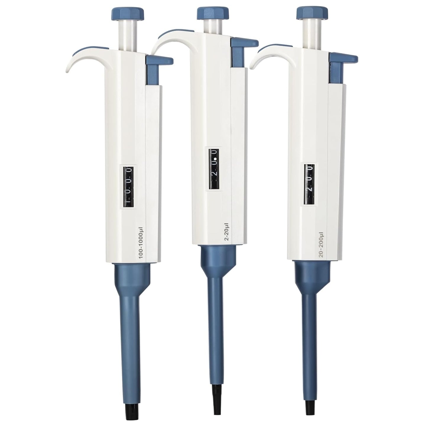 Ajustable Micropipette kit 3pcs: Single Channel Pipette 2-20UL,20-200UL, 100-1000UL, lab pipettors (SC-Pipettor-3-set C)