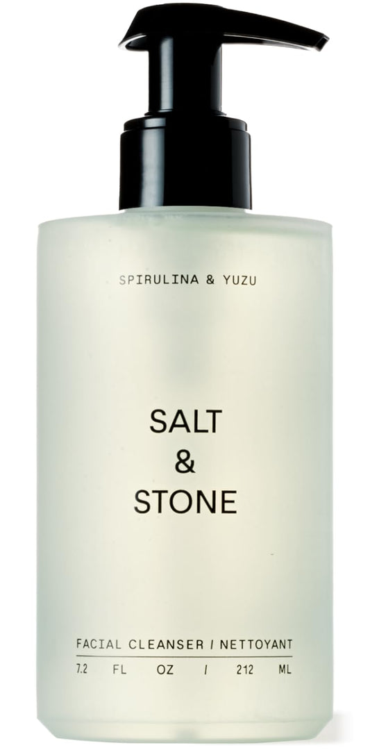 Salt & Stone Facial Cleanser for Women & Men, Spirulina & Yuzu Gentle Facial Wash with Hyaluronic Acid, Squalane, For All Skin Types, Vegan, Cruelty Free, 7.2 oz