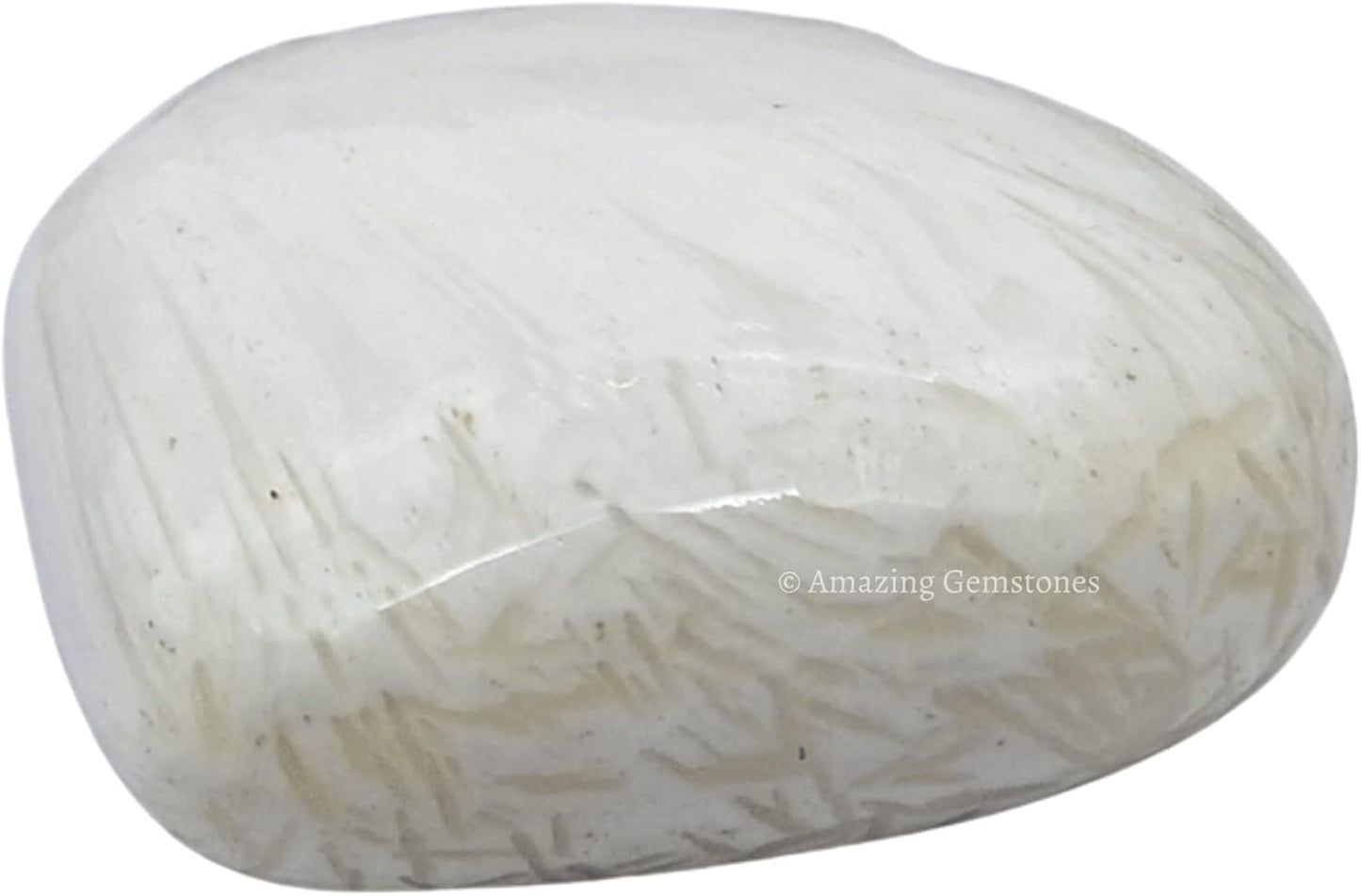 Amazing Gemstone Scolecite Crystal Heart Palm Stone - Pocket Massage Worry Stone for Natural Body Chakra Balancing, Reiki Healing and Crystal Grid