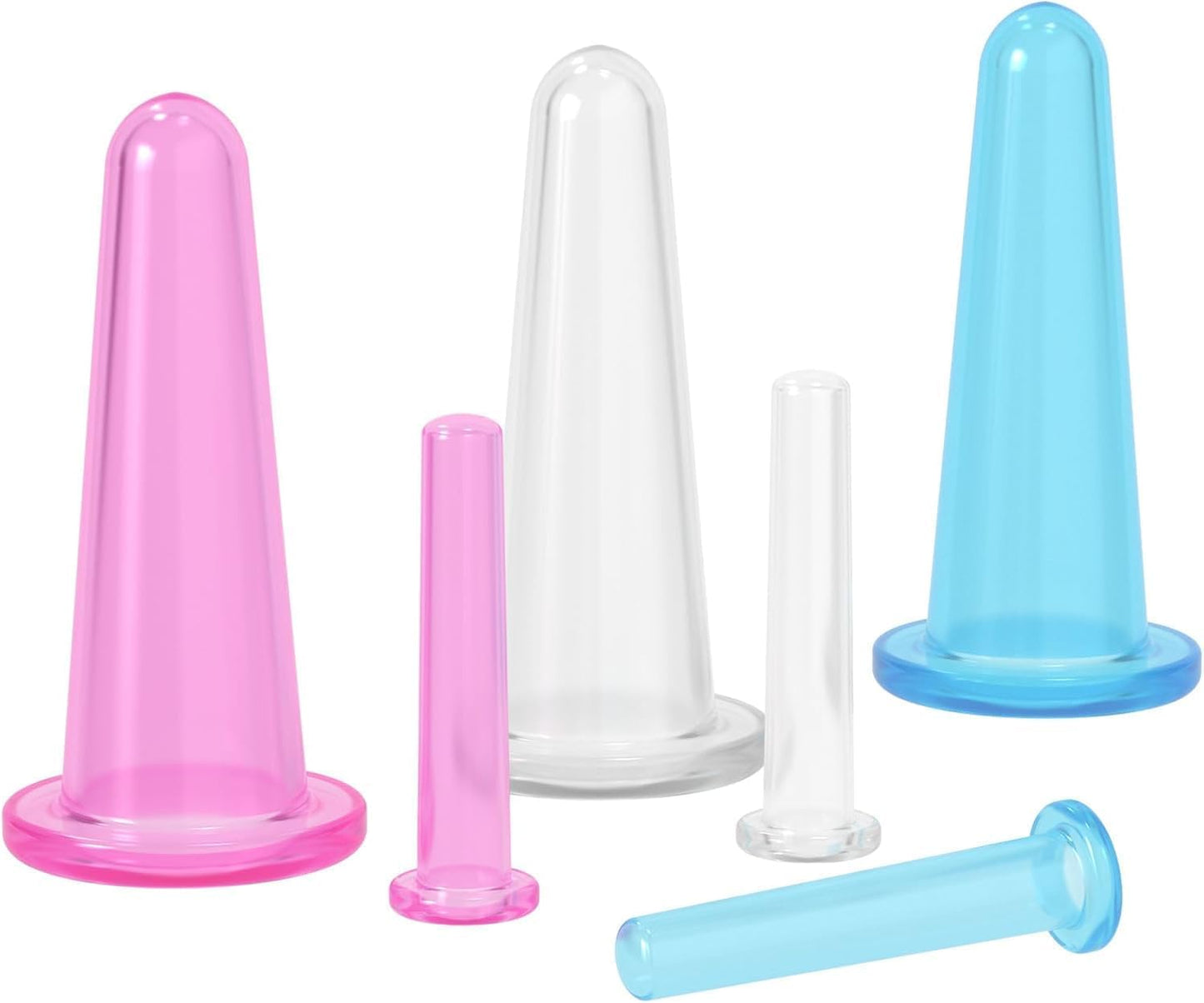 4 Pieces Facial Cupping Therapy Set Anti Cellulite, Silicone Vacuum Cupping Cups for Face and Eye Cupping Massage Manual Back Massagers (2 Small + 2 Large) (Green)