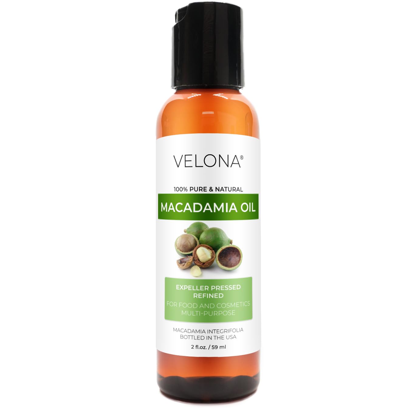 velona Macadamia Nut Oil 2 Fl Oz | 100% Pure and Natural Carrier Oil | Refined, Cold pressed | Cooking, Skin, Hair, Body & Face Moisturizing | Use Today - Enjoy Results