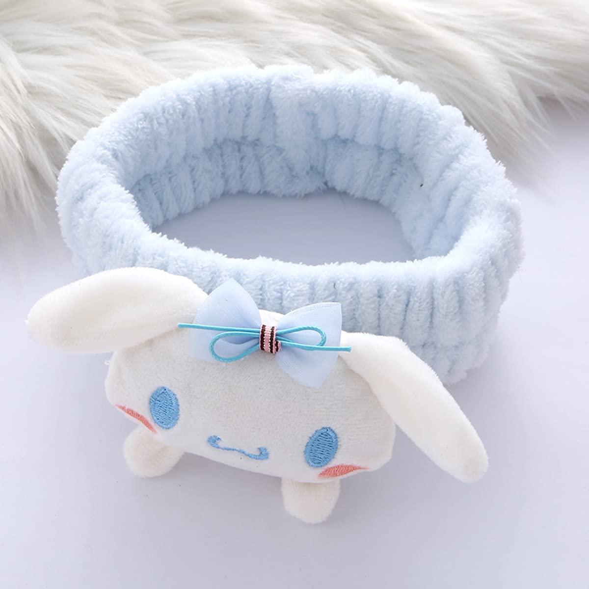 Kawaii Spa Headband for Washing Face, Make Up, Party - Soft Blue Headband for Women & Girls