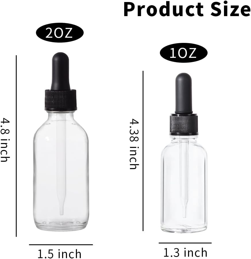 2oz Dropper Bottle, 12 Pack, Bright Oil Eye Dropper, Droppers for Oils, Leak Proof Travel Bottle