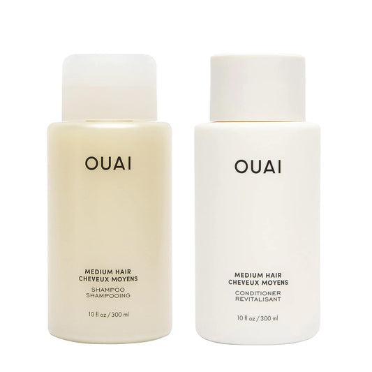 OUAI Medium Hair Shampoo and Conditioner Set - Sulfate-Free Shampoo and Conditioner for Women & Men - Made with Keratin, Shea Butter & Avocado Oil - Free of Parabens & Phthalates (10 Fl Oz)