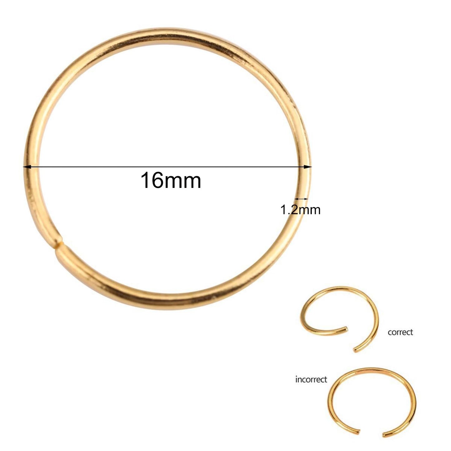 SEVENHEAD 50 Pcs Dreadlock Beads Hair Accessories Circle Rings Adjustable Cuffs Braiding Hair Decoration Clips Metal Hair Decoration for Braids(Gold 1.2mm*16mm)