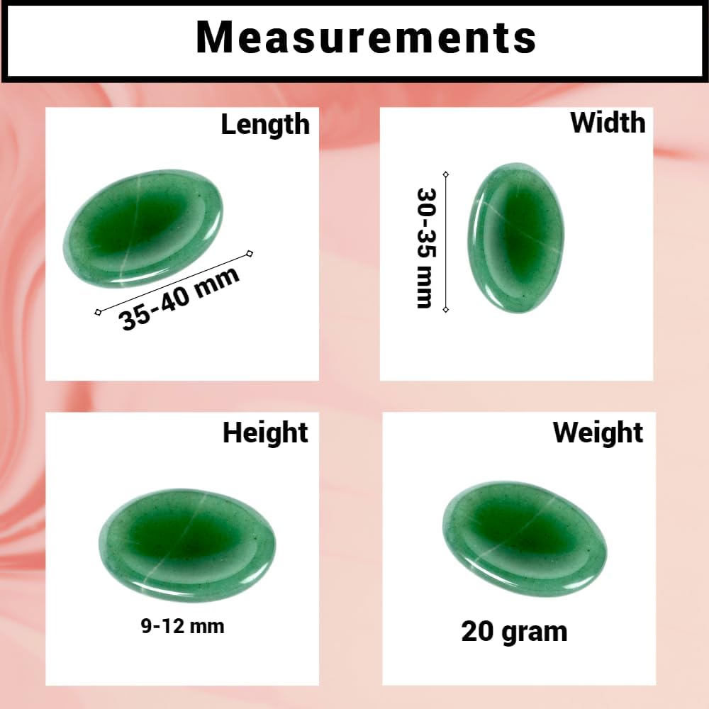 Green Aventurine Worry Stone – Crystal Thumb Worry Stone for Anxiety, Stress – Relaxing and Soothing Balance Stones for Meditation, Stress Relief – Healing Stones and Crystals for Men and Women