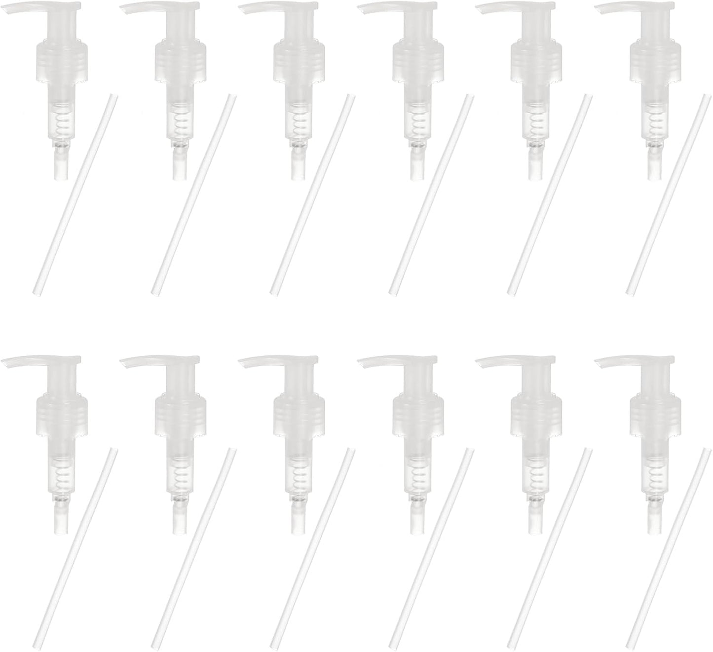 uxcell 12 Pcs Soap Dispenser Pump Heads Soap Dispensers Top Pumps Replacement Switch Pumphead for Standard 24/427 Neck Size Lotion Shampoo Bottle, Transparent