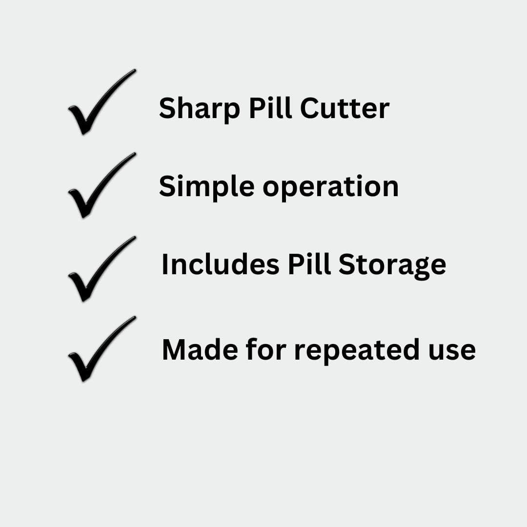 Pill Cutter Splitter with Stainless Steel Blade and Guard, Storage by easycare