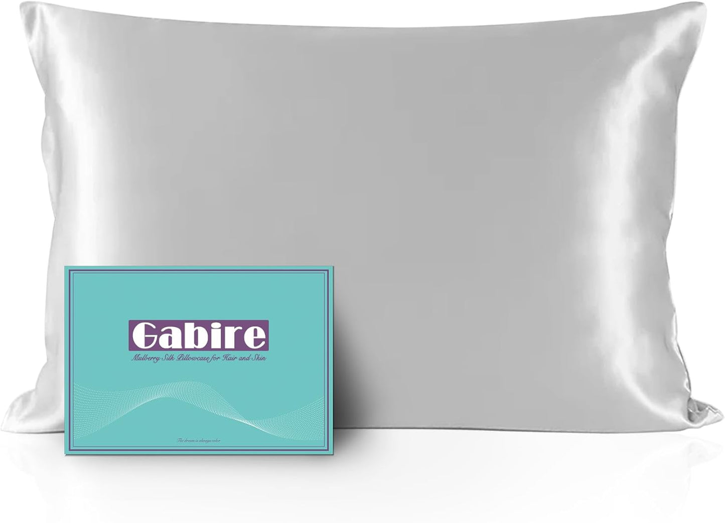 Mulberry Silk Pillowcase for Hair and Skin Prevent Acne Pillow Cases Both Sides Real Silk Pillowcases Organic Silk Pillowcase with Hidden Zipper, Silver Grey, King (20"×36")