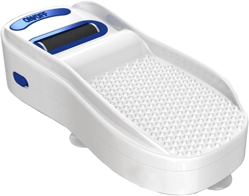 Pedi Polisher – Hands-Free Foot Exfoliator for Shower or Dry Use, Waterproof Smoother with 360 Spinning Buffer, Suction Base for Stability, at-Home Pedicure Tool