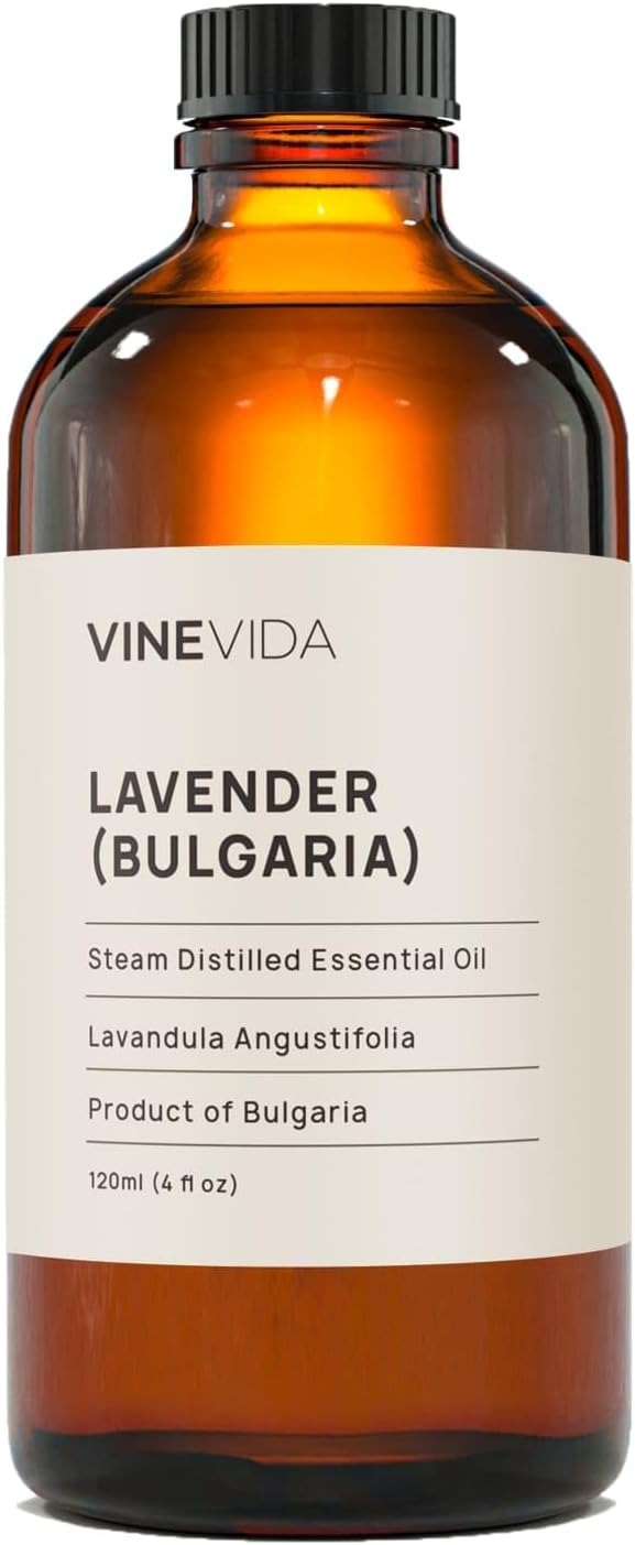 VINEVIDA Lavender Essential Oil 4 oz - Undiluted Lavender Oil - DIY Candle Scents for Candlemaking - Bulk Essential Oil for Soap Making Safe for Skin