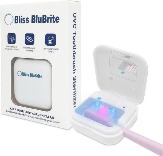 Portable UV-C Toothbrush Sanitizer and Holder – Travel Case for Manual & Electric Toothbrush Heads – UV Light Cleaning Box – USB Rechargeable – Travel-Friendly