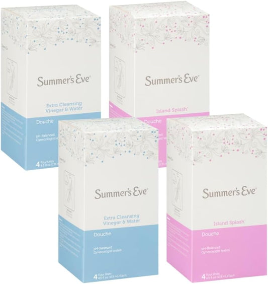 Summer's Eve Feminine Cleansing Douche, Variety Pack, Island Splash (4ct), Extra Cleansing Vinegar and Water (4ct) (2 of each)
