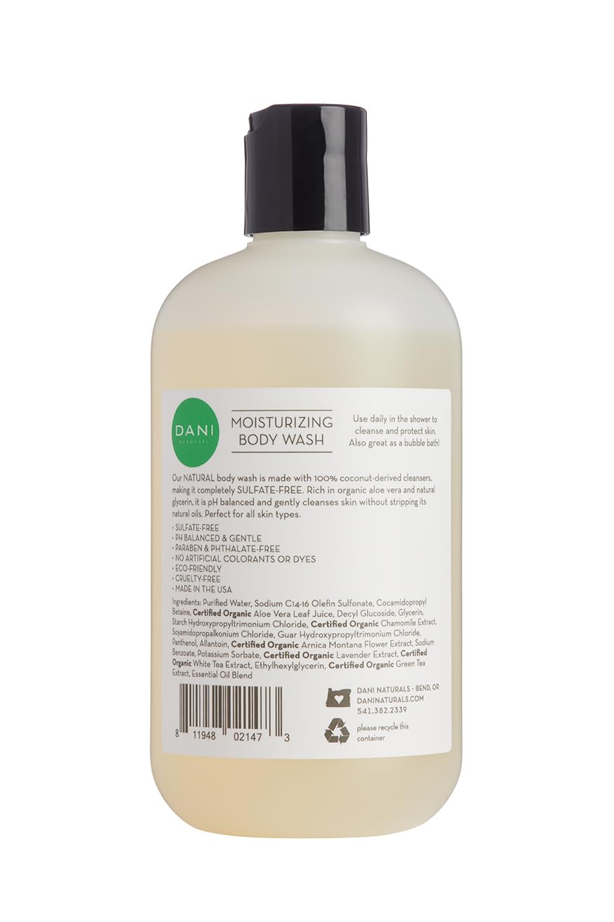 DANI Naturals Moisturizing Body Wash - Refreshing Bamboo Bergamot Scent with Organic Aloe Vera & Natural Glycerin - Paraben & Sulfate-Free Shower Gel - For Men & Women - 12 oz - Vegan & Cruelty-Free