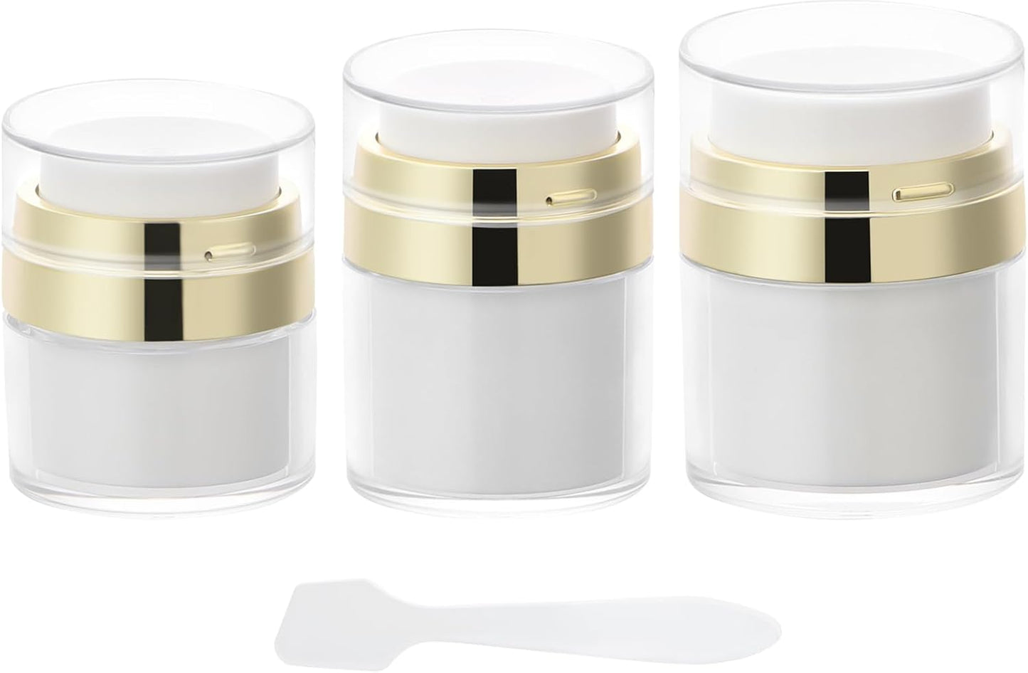 Segbeauty 3Pack Airless Pump Jar Lotion Container, Mixed Pack Empty Cream Subpackage Jar Vacuum Bottle Dispenser, Gold Refillable Cream Vacuum Bottles Travel Size for Lotion Moisturizer Creams