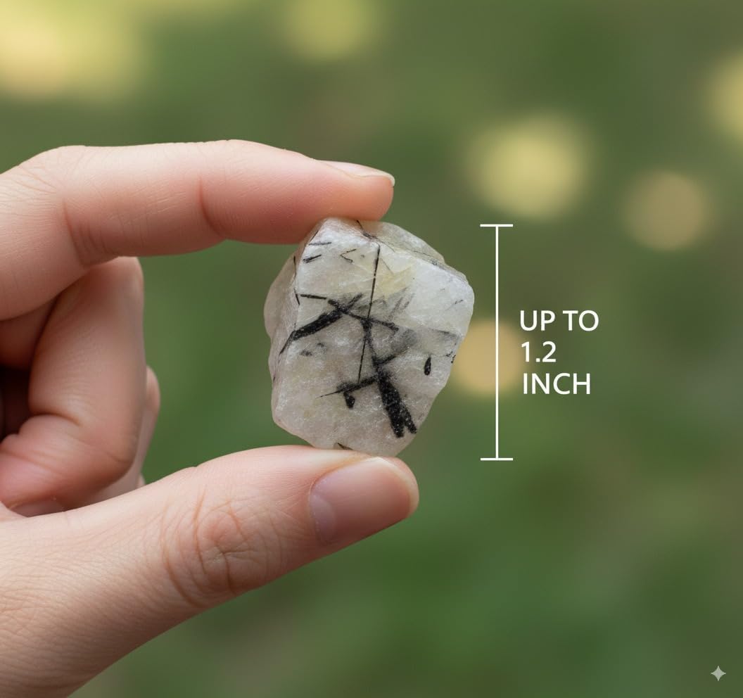 Large 1.25-2.0”Rutile Quartz Raw Crystal Stone | Natural Healing Gemstone with Golden Rutile Inclusions | Reiki, Chakra Balancing, Meditation & Energy Amplification | Raw Mineral Specimen